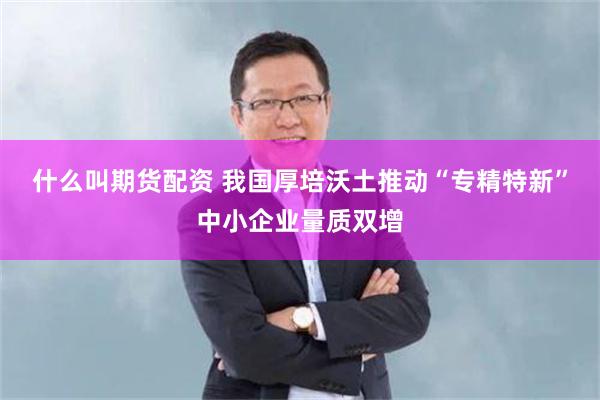 什么叫期货配资 我国厚培沃土推动“专精特新”中小企业量质双增