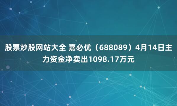 股票炒股网站大全 嘉必优（688089）4月14日主力资金净卖出1098.17万元