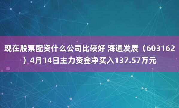现在股票配资什么公司比较好 海通发展（603162）4月14日主力资金净买入137.57万元
