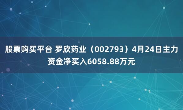 股票购买平台 罗欣药业（002793）4月24日主力资金净买入6058.88万元