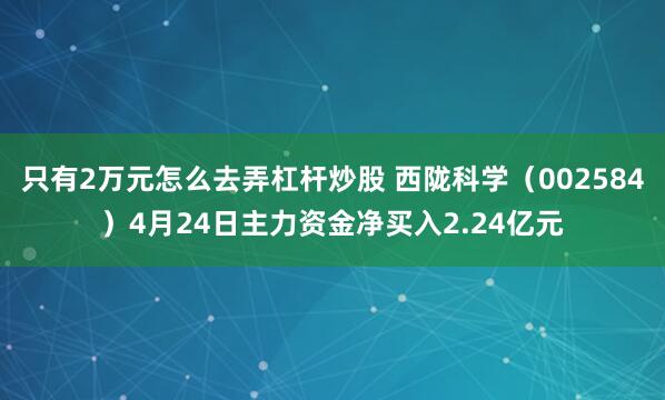 只有2万元怎么去弄杠杆炒股 西陇科学（002584）4月24日主力资金净买入2.24亿元