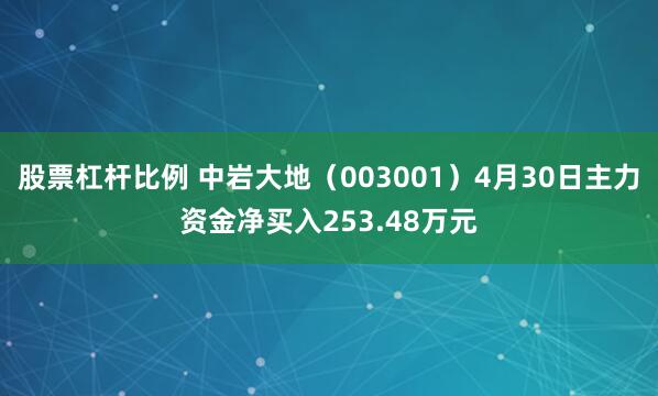 股票杠杆比例 中岩大地（003001）4月30日主力资金净买入253.48万元