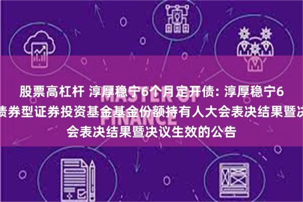 股票高杠杆 淳厚稳宁6个月定开债: 淳厚稳宁6个月定期开放债券型证券投资基金基金份额持有人大会表决结果暨决议生效的公告