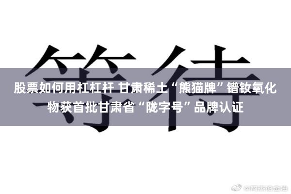 股票如何用杠杠杆 甘肃稀土“熊猫牌”镨钕氧化物获首批甘肃省“陇字号”品牌认证